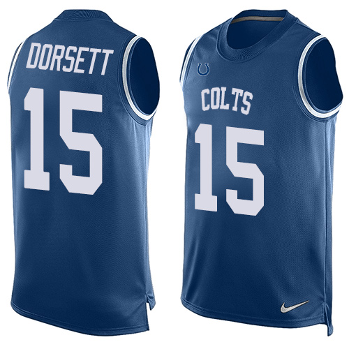 Men's Limited Phillip Dorsett Nike Jersey Royal Blue - #15 Player Name & Number Tank Top NFL Indianapolis Colts